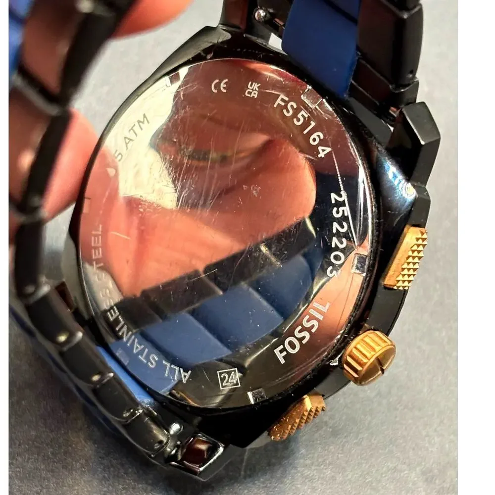 Fossil Machine FS5164 Chronograph Black Blue 45mm Men’s Watch